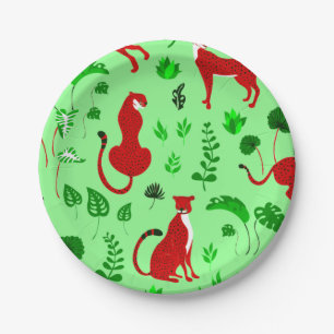 Assiettes En Carton plante de christmas leopard cheetah monstera