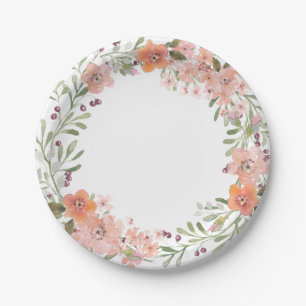 Assiettes En Carton Plante romantique Florale
