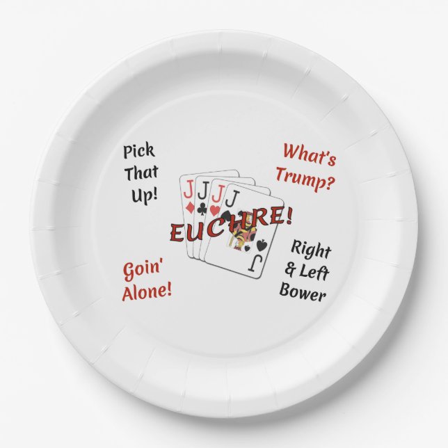 Assiettes En Carton Plaque à papier 9 pouces - Euchre ! (Devant)