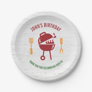 Assiettes En Carton Plaque à papier de BBQ de rétro anniversaire