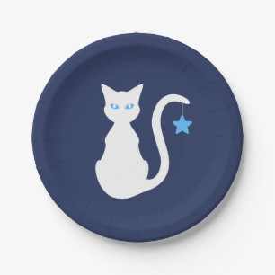Assiettes En Carton Plaque à papier de chat blanc