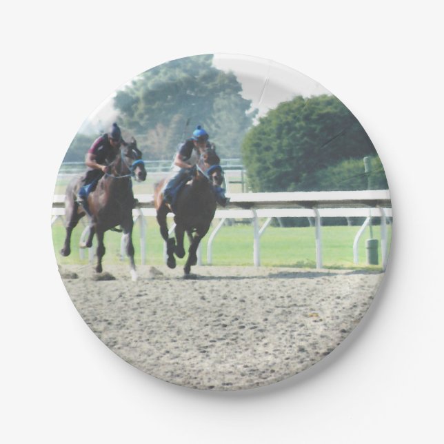 Assiettes En Carton Plaque à papier de course de chevaux (Devant)