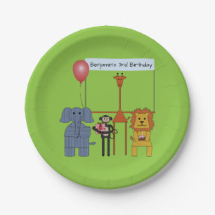 Assiettes En Carton Plaque à papier de fête d'anniversaire d'animaux