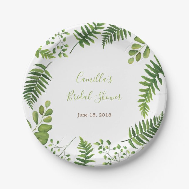 Assiettes En Carton Plaque à papier de Fête de la mariée botanique de (Devant)