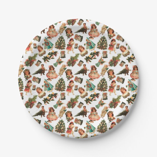 Assiettes En Carton Plaque à papier de Noël victorien (Devant)