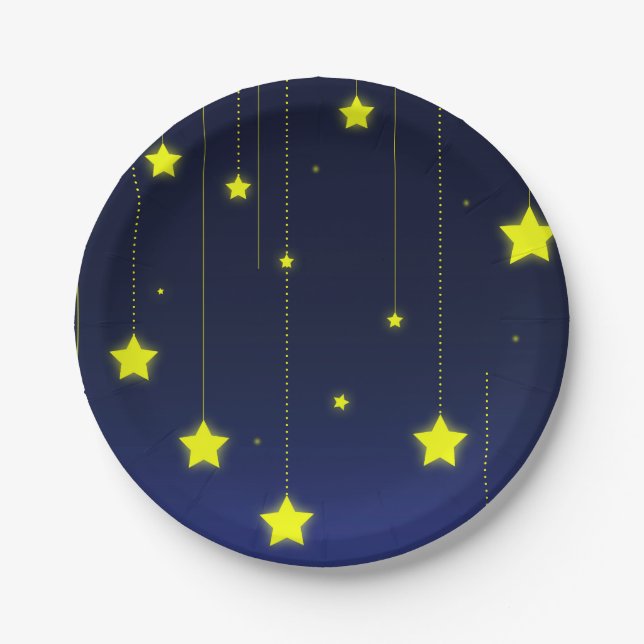 Assiettes En Carton Plaque à papier de nuit étoilée (Devant)