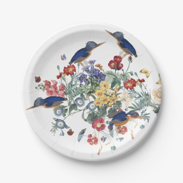 Assiettes En Carton Plaque à papier de papillon de fleur d'oiseau de (Devant)
