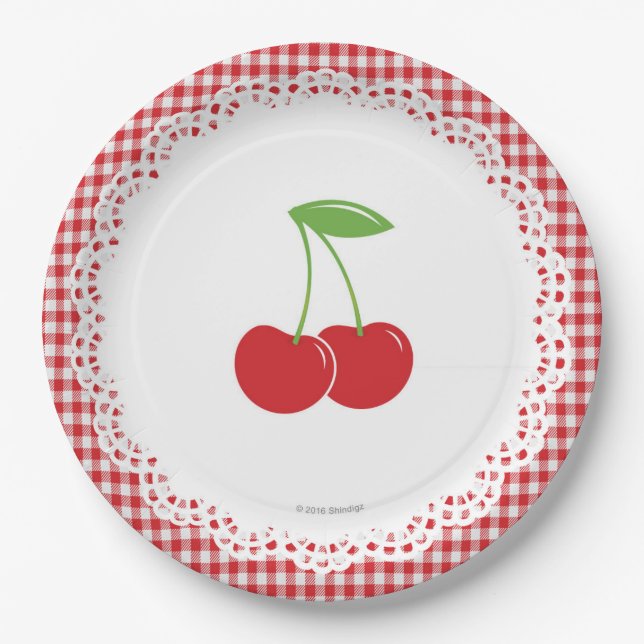 Assiettes En Carton Plaque à papier de partie de cerise (Devant)