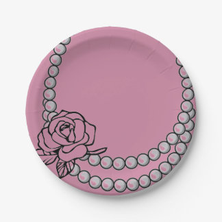 Assiettes En Carton Plaque à papier de perle et de collier rose