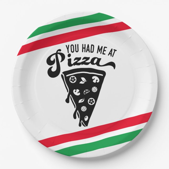 Assiettes En Carton Plaque à papier de pizza drôle (Devant)