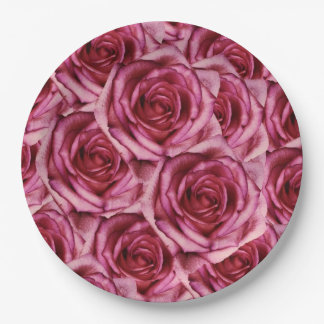 Assiettes En Carton Plaque à papier de roses roses