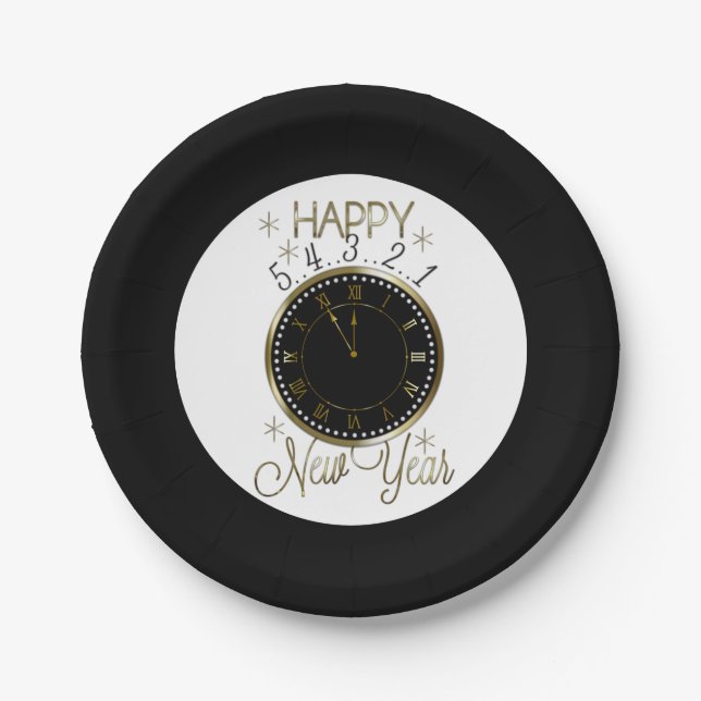 Assiettes En Carton Plaque à papier de vacances d'horloge de bonne (Devant)
