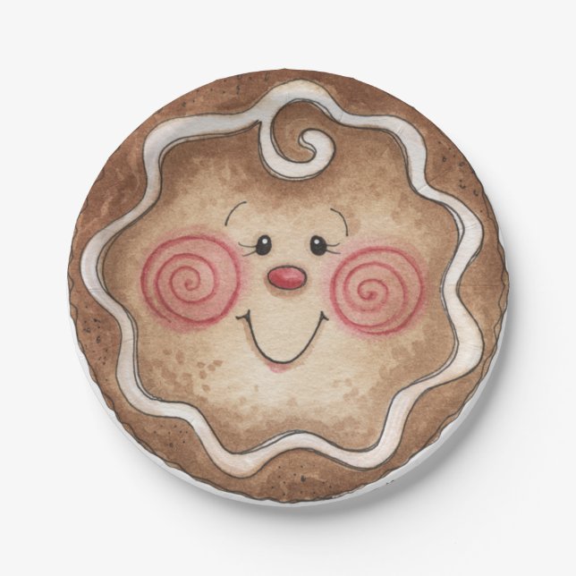 Assiettes En Carton Plaque à papier de visage de pain d'épice (Devant)