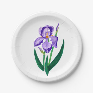 Assiettes En Carton Plaque à papier d'iris pourpre