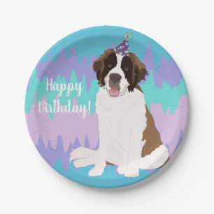 Assiettes En Carton Plaque à papier Saint Bernard Anniversaire