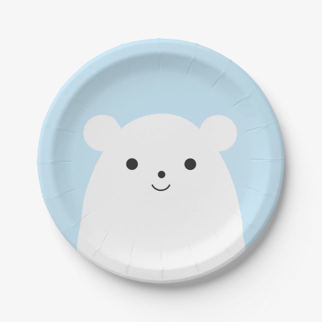 Assiettes En Carton Plaque à papier semi-transparente d'ours blanc (Devant)
