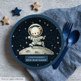 Assiettes En Carton Plaque Baby shower garçon avec l'Ours en peluche d