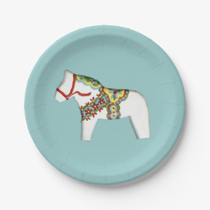 Assiettes En Carton Plaque blanche à cheval