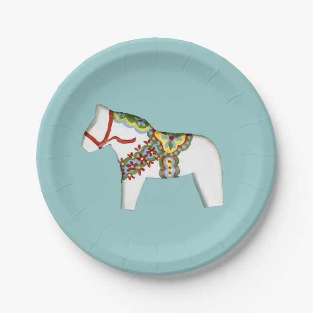 Assiettes En Carton Plaque blanche à cheval (Devant)