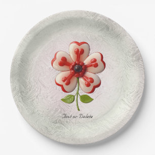 Assiettes En Carton Plaque blanche en papier rouge
