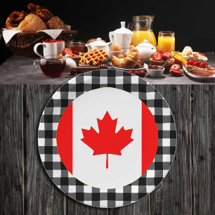 Assiettes En Carton Plaque Canada, plaid de buffle et drapeau canadien