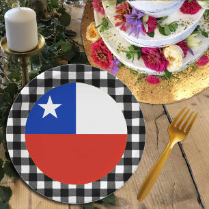 Assiettes En Carton Plaque Chili, plaid de buffle & Drapeau chilien