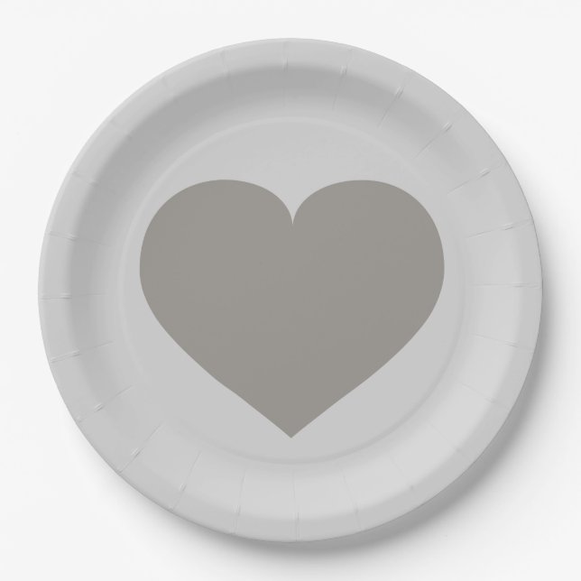 Assiettes En Carton Plaque coeur argentée (Devant)