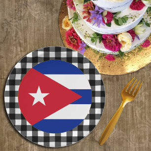 Assiettes En Carton Plaque Cuba, plaid de buffle & drapeau cubain