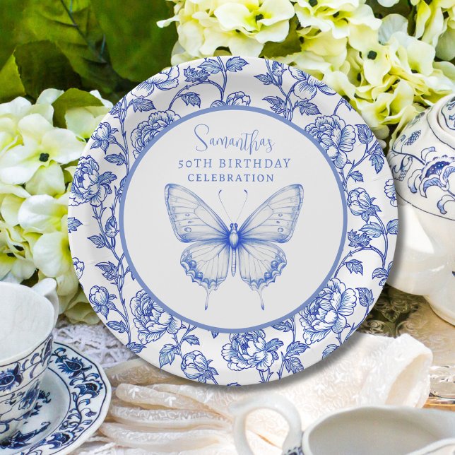 Assiettes En Carton Plaque d'anniversaire Chinoiserie Papillon (Créateur téléchargé)
