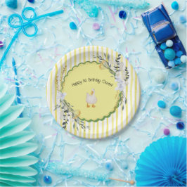 Assiettes En Carton plaque d'anniversaire de canard rayé jaune personn