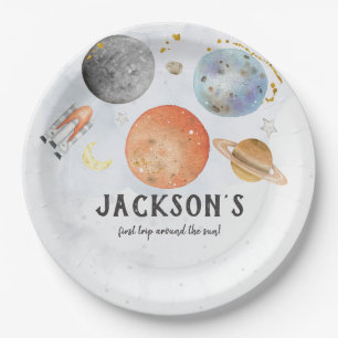 Assiettes En Carton Plaque d'anniversaire d'espace