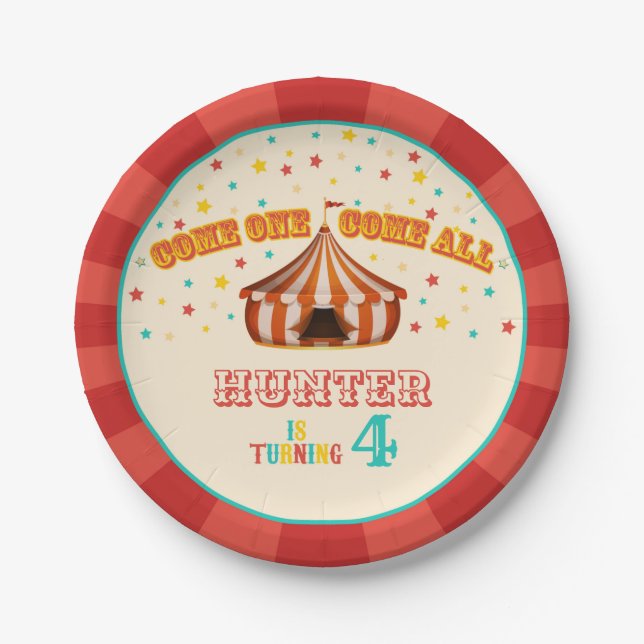 Assiettes En Carton Plaque d'anniversaire du Carnaval (Devant)