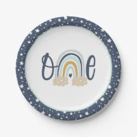 Plaque d'anniversaire moderne Rainbow First Birthd
