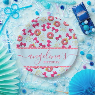 Assiettes En Carton Plaque d'Anniversaire Personnalisée - Donuts et va