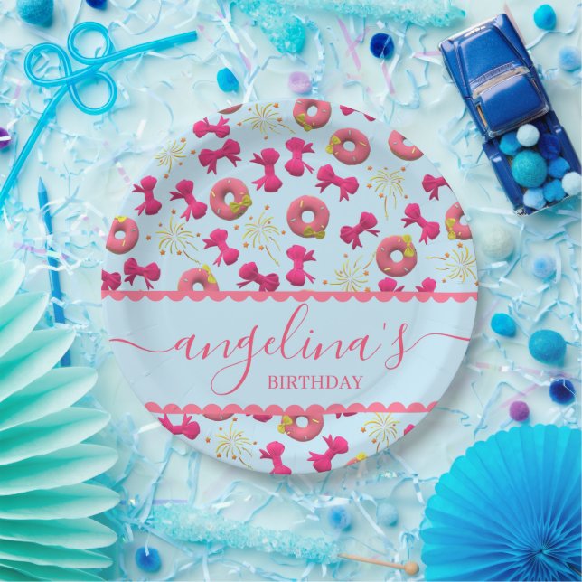 Assiettes En Carton Plaque d'Anniversaire Personnalisée - Donuts et va (Fête)