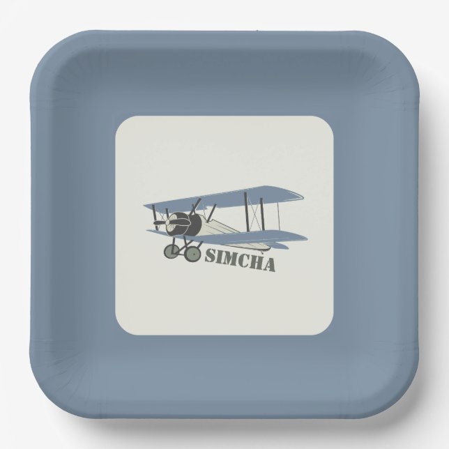 Assiettes En Carton plaque d'avion vintage (Recto)