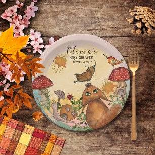 Assiettes En Carton Plaque de Baby shower Fée Enchantée Automne