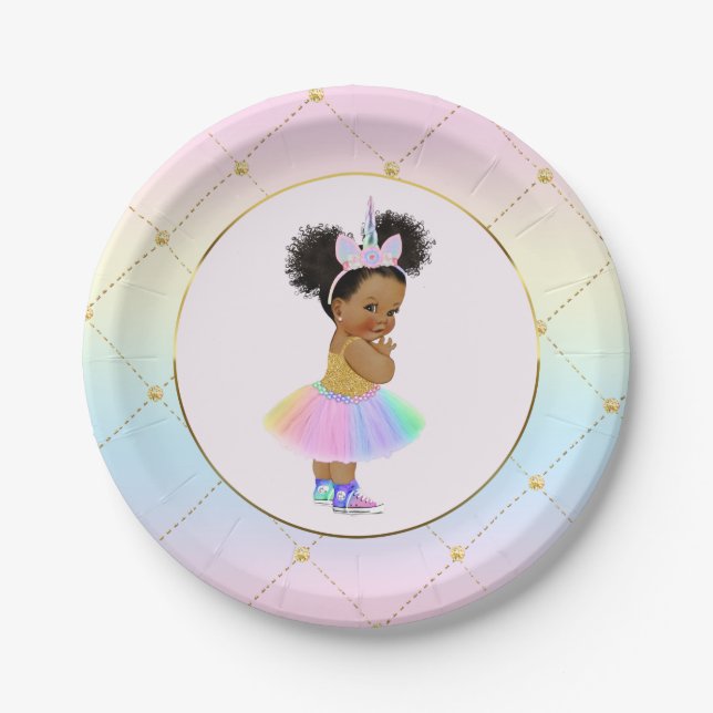 Assiettes En Carton Plaque de baby shower Unicorne (Devant)