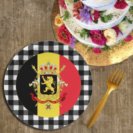 Assiettes En Carton Plaque de Belgique, plaid de buffle & drapeau belg