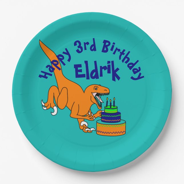 Assiettes En Carton Plaque de cake de Raptor (Devant)