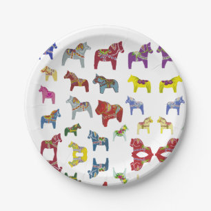 Assiettes En Carton Plaque de cheval Dala de l'artiste