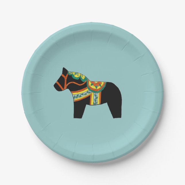 Assiettes En Carton Plaque de cheval noir (Devant)
