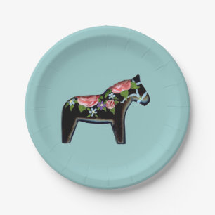Assiettes En Carton Plaque de cheval noir