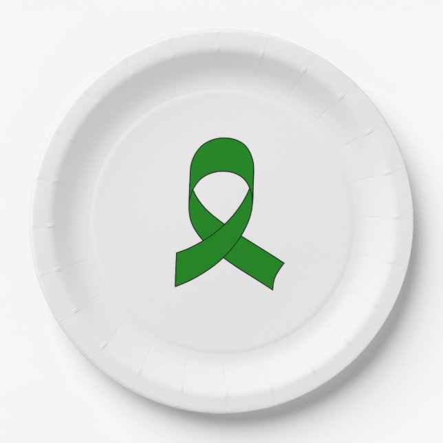 Assiettes En Carton Plaque de dessin de ruban vert (Devant)