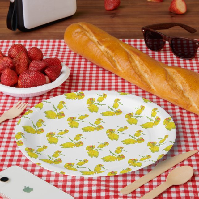 Assiettes En Carton Plaque de dîner rose jaune (Pique-nique)