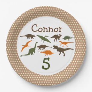 Assiettes En Carton Plaque de dinosaure, personnalisée