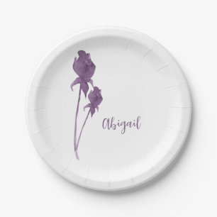 Assiettes En Carton Plaque de douche personnalisée à fleurs violettes