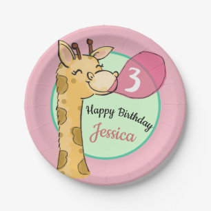 Assiettes En Carton Plaque de fête d'anniversaire de Giraffe Wild