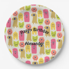 Assiettes En Carton Plaque de fête d'anniversaire de Kawaii Monster