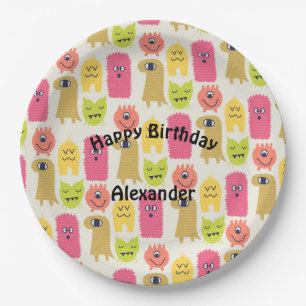 Assiettes En Carton Plaque de fête d'anniversaire de Kawaii Monster